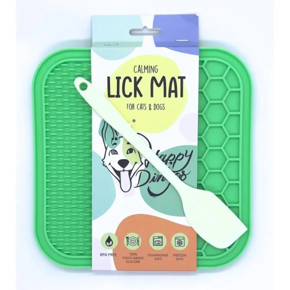 Happy Dingo Calming Lick Mat for Pets, Cat, Dog, Green, NWT